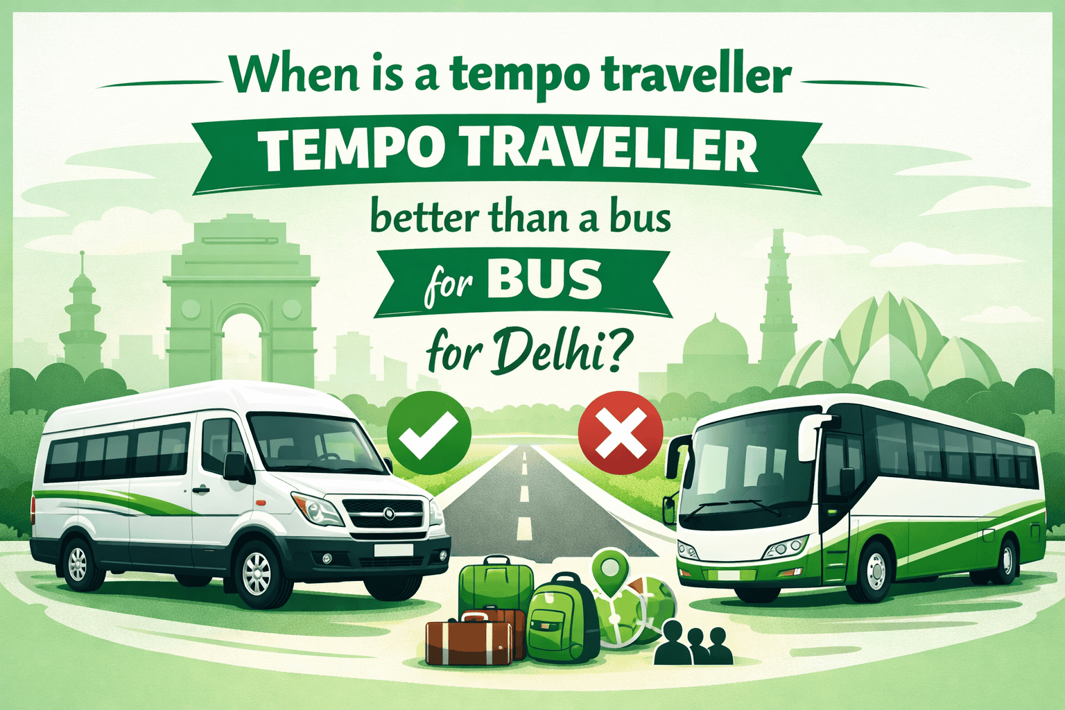 When is a tempo traveller better than a bus for Delhi?