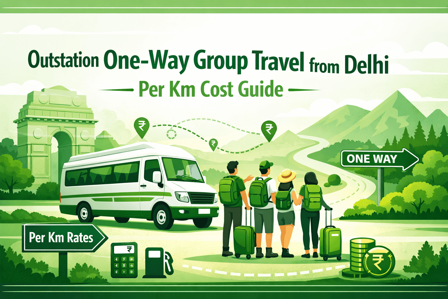 Outstation One-Way Group Travel from Delhi – Per Km Cost Guide
