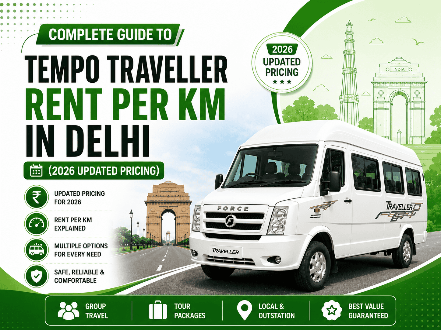 Complete Guide to Tempo Traveller Rent Per Km in Delhi (2026 Updated Pricing)