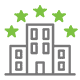 A luxurious hotel along with 5 stars placed above