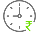 A clock with a rupee symbol as its hour hand