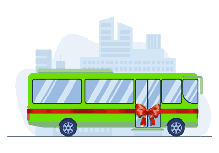 A green coloured bus that is sealed with a red ribbon