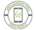 A phone with a green tick placed inside signifying a booking
