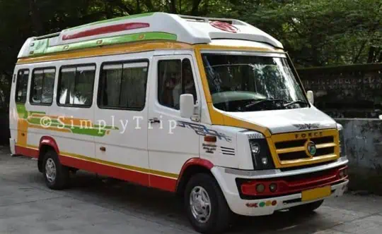 Exterior of a 20 seater tempo traveller on rent in Delhi
